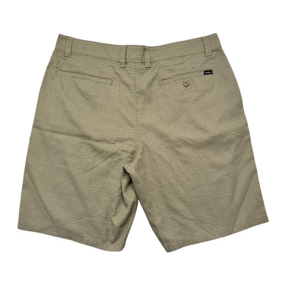 O’NEILL Tan Plaid Walking Chino Woven Shorts Size 36 Mens Preppy Dad - Picture 2 of 6